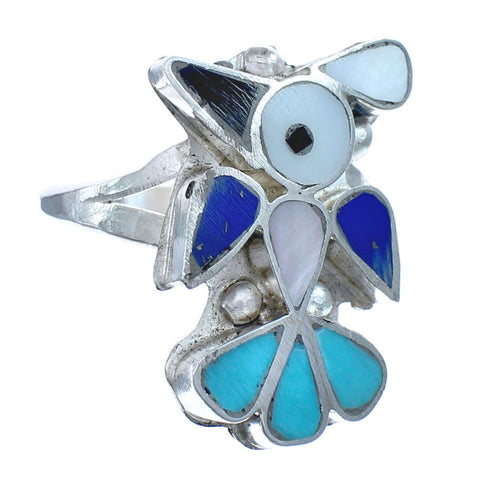 Thunderbird Zuni Multicolor And Sterling Silver Ring Size 8-1/4 AX122505